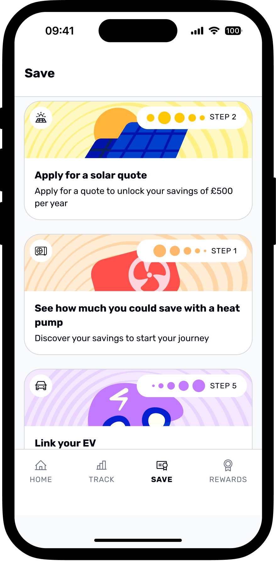 Phone showing solar and heat pump